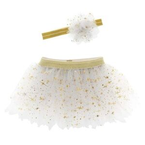 Stephen Joseph Big Sister Tutu & Headband Set in golden pearl - NWT